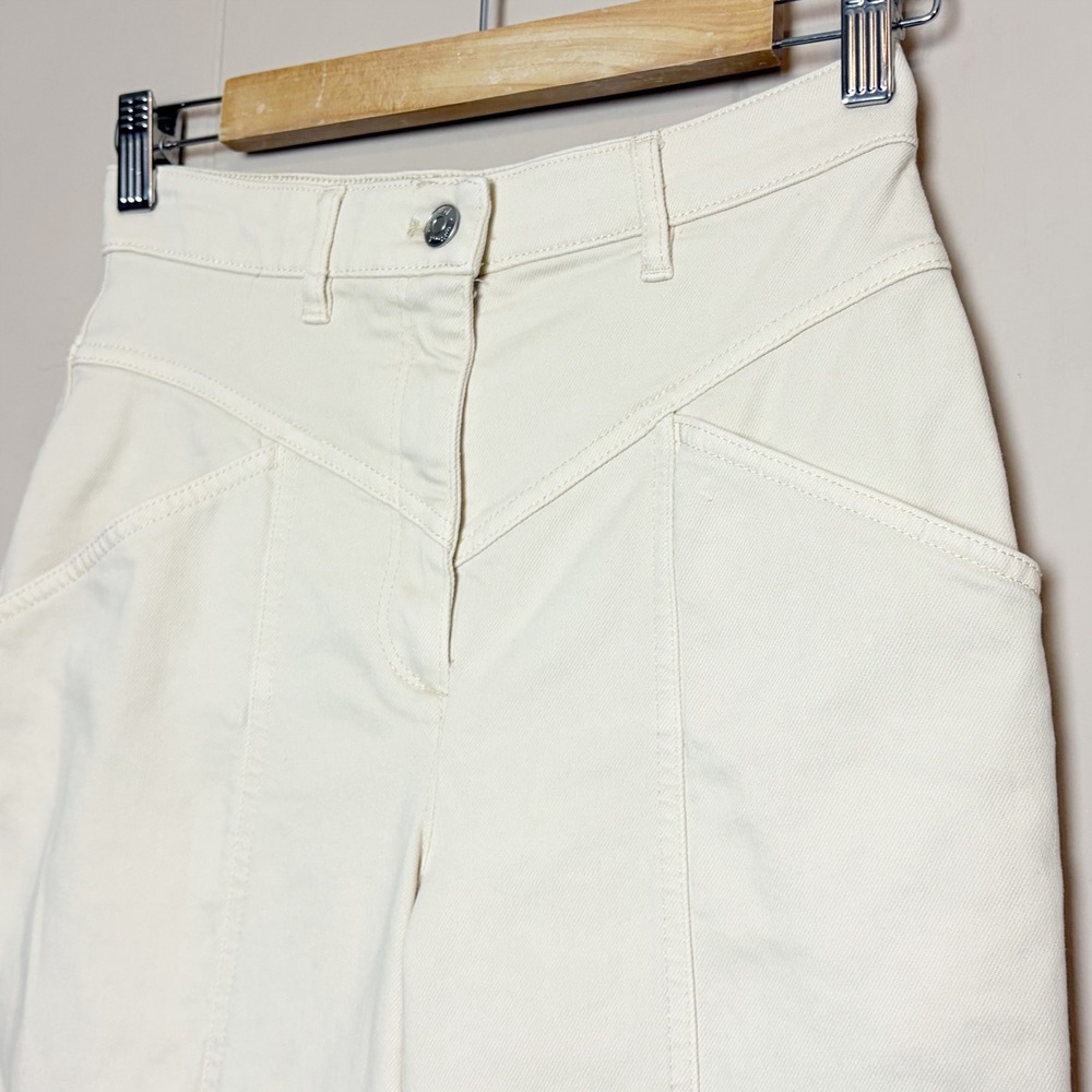 Wilfred Free Archer Pants 0 High Waisted Western Yoke Straight Leg Cream Ivory - Picture 2 of 9